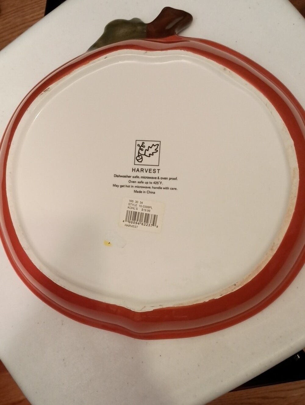 Pumpkin Pie Ceramic Platter, 11.5"X11.5"X2", NWT - Picture 3 of 6